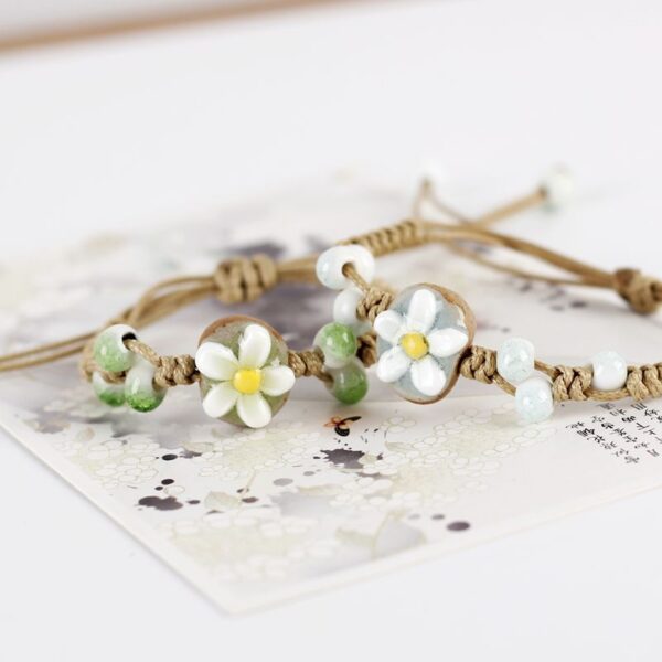 Wholesale Ceramic Floral Weaving Bracelet