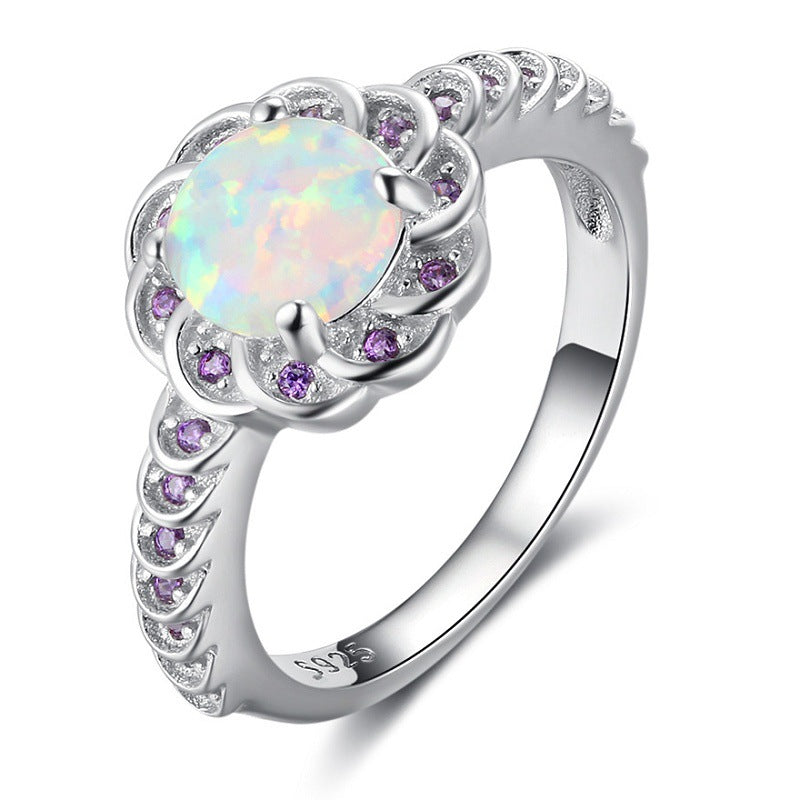 Wholesale Alloy Diamond Round Flower Ring