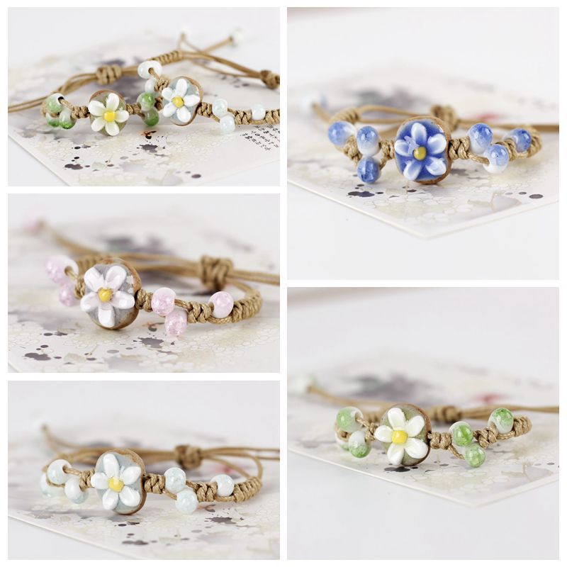Wholesale Ceramic Floral Weaving Bracelet