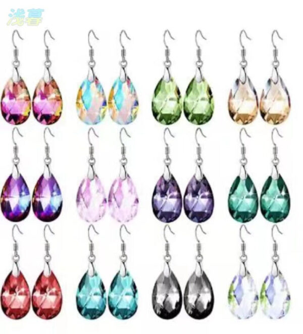 Wholesale crystal glass water drop fashion net red earrings