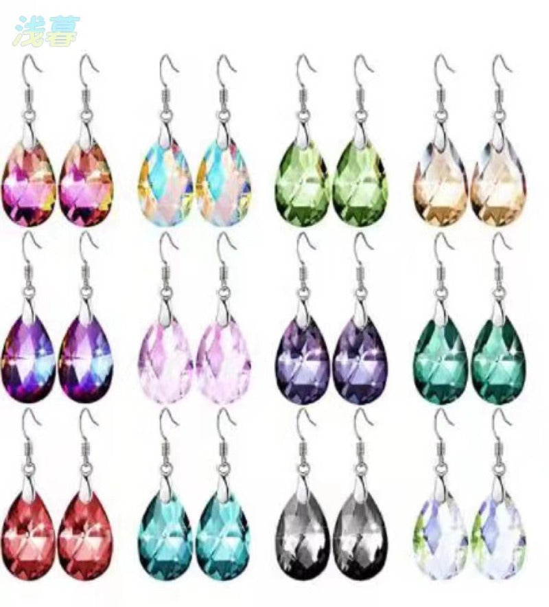 Wholesale crystal glass water op fashion net red earrings
