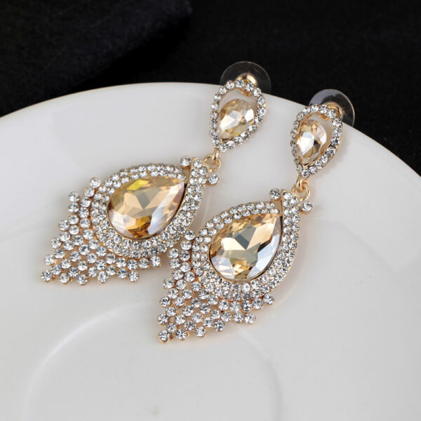 Wholesale Rhinestone Gemstone Tassel Glass Drop Earrings