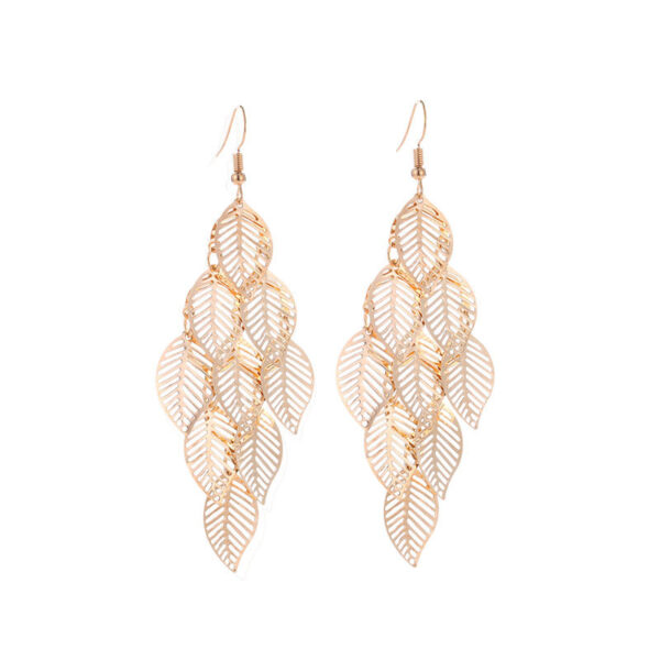 9112556471_2130544268 Wholesale Multilayer Hollow Leaf Alloy Earrings