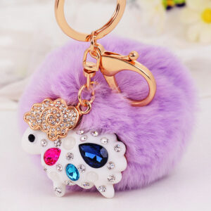 White Lamb + light purple fur ball / Single opp bag packaging