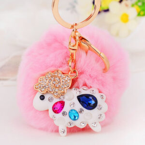 White Lamb + pink fur ball / Single opp bag packaging