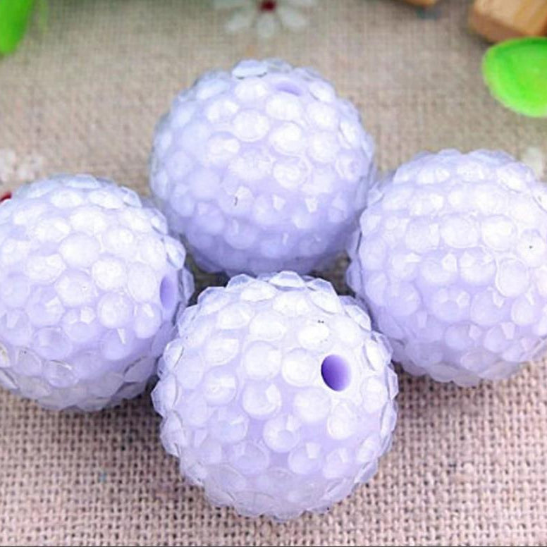 Wholesale 20MM Resin Light Purple Transparent Diamond Ball Beads