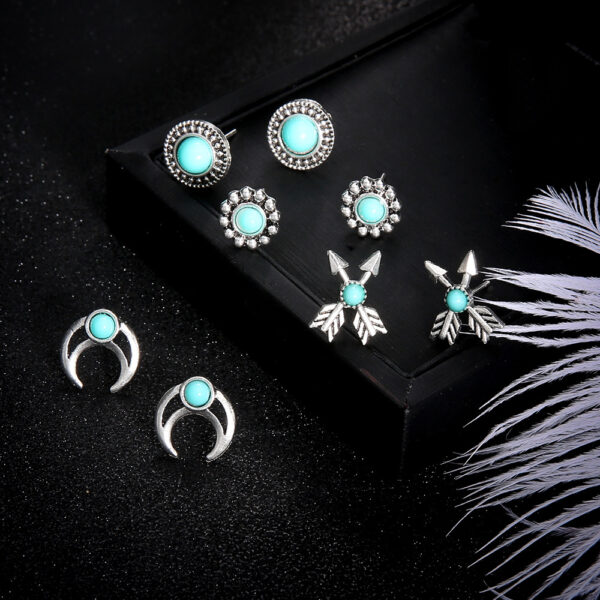 Wholesale Bohemian Vintage Totem Turquoise Stud Earrings
