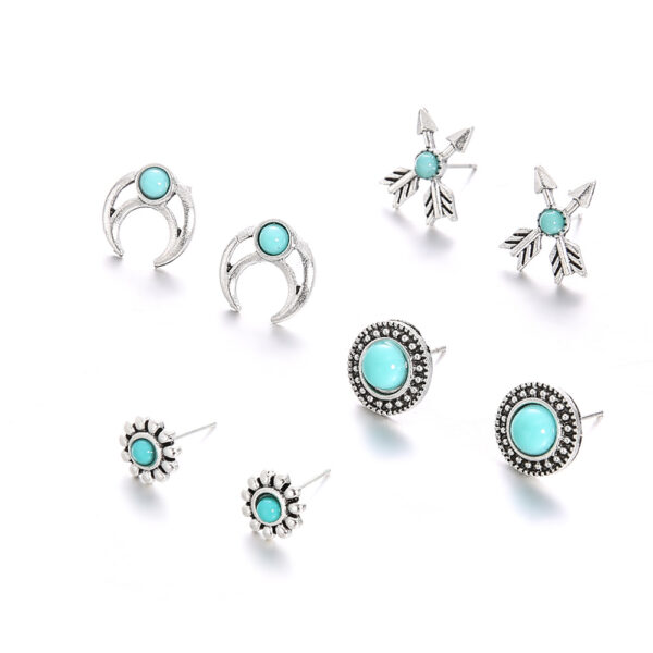 Wholesale Bohemian Vintage Totem Turquoise Stud Earrings