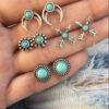 Wholesale Bohemian Vintage Totem Turquoise Stud Earrings