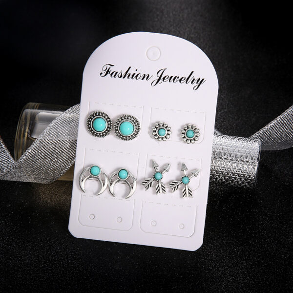 Wholesale Bohemian Vintage Totem Turquoise Stud Earrings