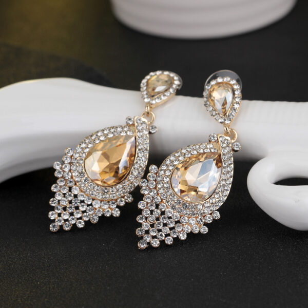 Wholesale Rhinestone Gemstone Tassel Glass Drop Earrings