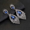 Wholesale Rhinestone Gemstone Tassel Glass Drop Earrings