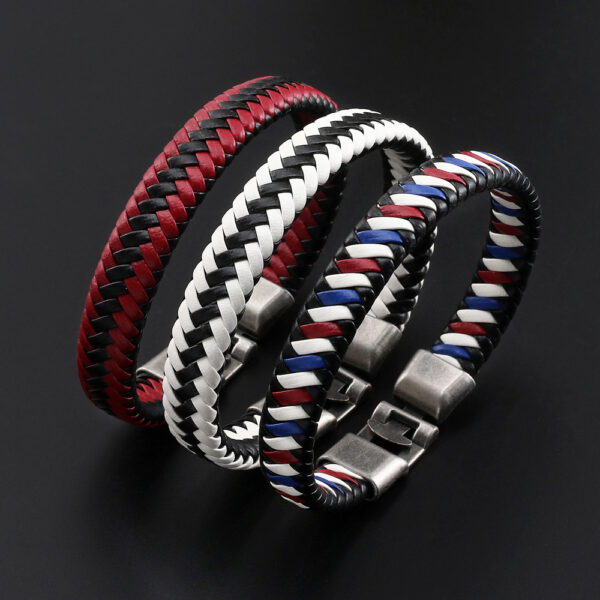 Wholesale Color Woven Leather Men's Bracelets