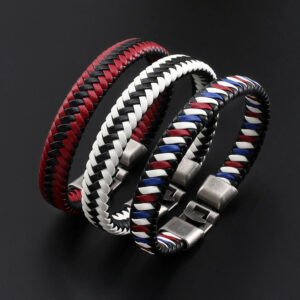 Wholesale Color Woven Leather Men's Bracelets