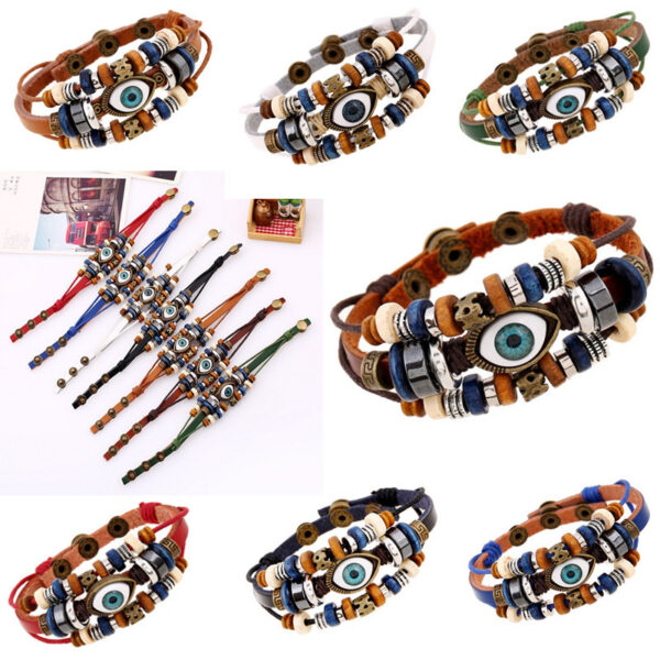 9138568706_999716110 Wholesale Beaded Eyes Adjustable Male and Female Cortex Bracelet