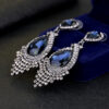 Wholesale Rhinestone Gemstone Tassel Glass Drop Earrings