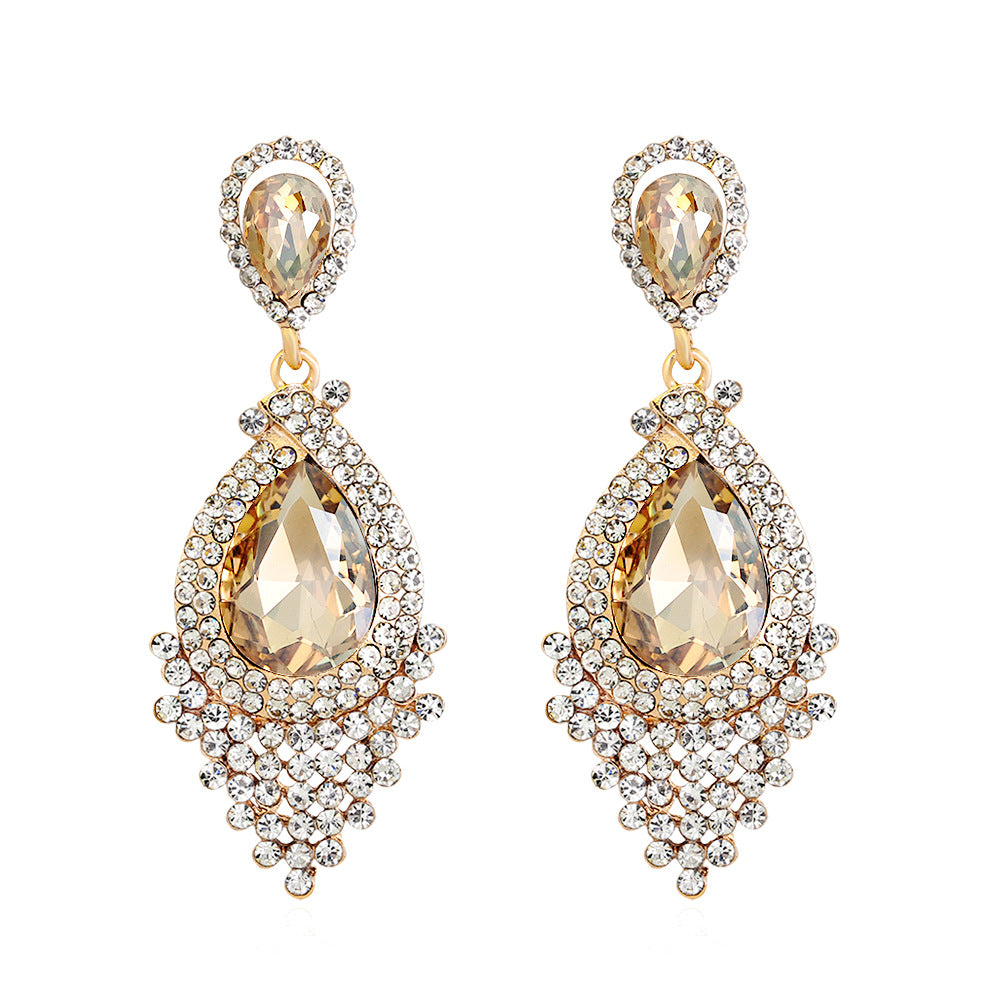Wholesale Rhinestone Gemstone Tassel Glass op Earrings