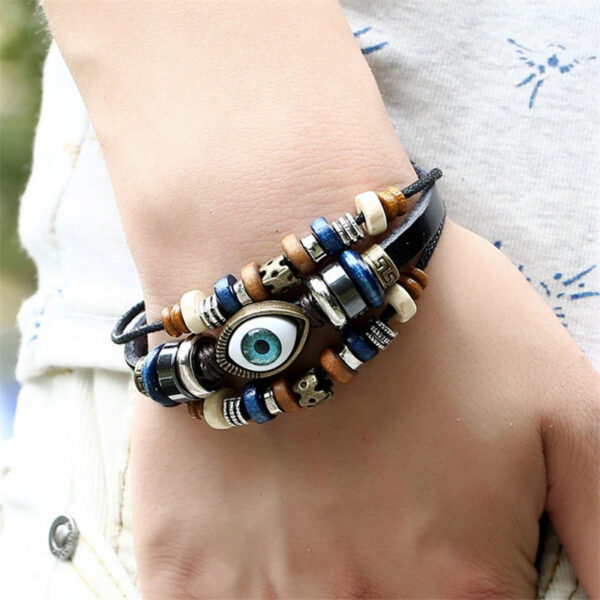 9157460648_999716110 Wholesale Beaded Eyes Adjustable Male and Female Cortex Bracelet