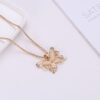 Wholesale Cat's Eye Stone Hollowed Out Butterfly Alloy Necklaces