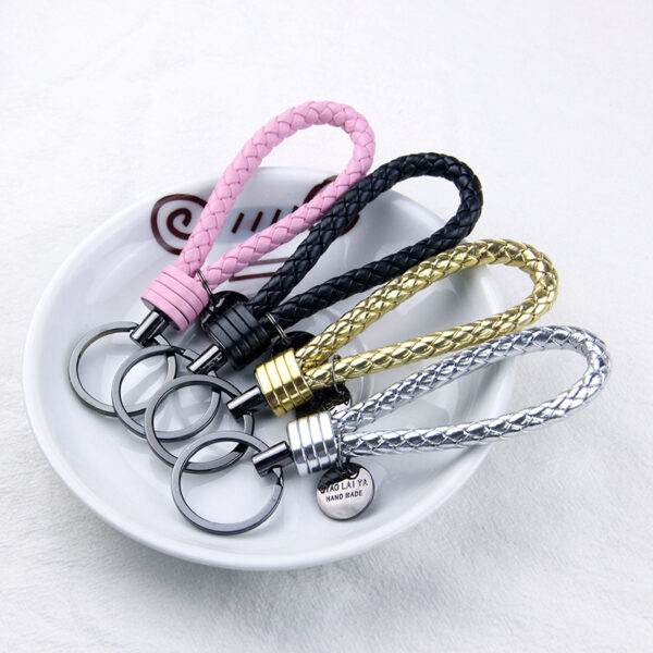 Wholesale PU Woven Hanging Rope Zinc Alloy Keychain