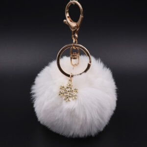 White / Snowflake fur ball (Golden 8-character buckle)