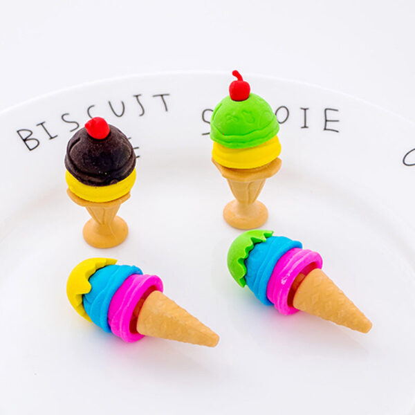 Wholesale TPR Cartoon Cone Ice Cream Eraser