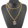 Wholesale Alloy Exaggerated Diamond Dollar Sign Clavicle Necklace