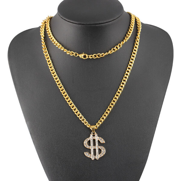 Wholesale Alloy Exaggerated Diamond Dollar Sign Clavicle Necklace