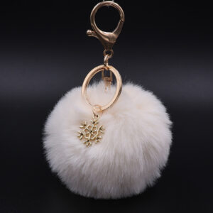 Beige / Snowflake fur ball (Golden 8-character buckle)