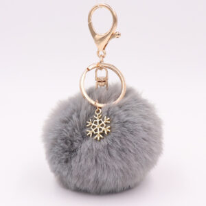 Medium Gray / Snowflake fur ball (Golden 8-character buckle)