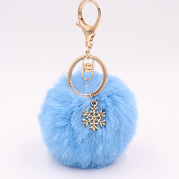 Wholesale Christmas Snowflake Plush Alloy Snowflake Ball Keychains