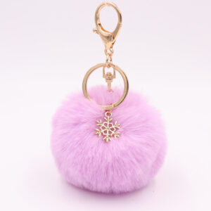 Light purple / Snowflake fur ball (Golden 8-character buckle)