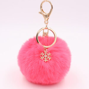 Watermelon red / Snowflake fur ball (Golden 8-character buckle)