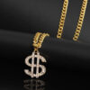 Wholesale Alloy Exaggerated Diamond Dollar Sign Clavicle Necklace