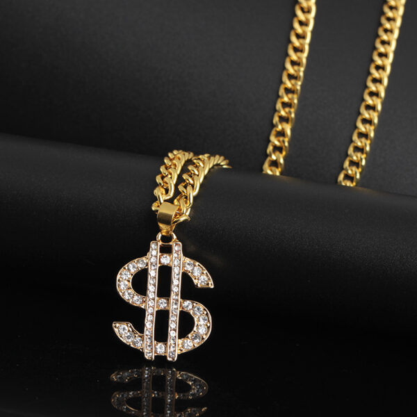 Wholesale Alloy Exaggerated Diamond Dollar Sign Clavicle Necklace