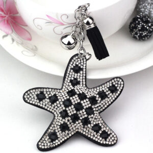 Wholesale Flannelette Glass Diamond Starfish Key Chain