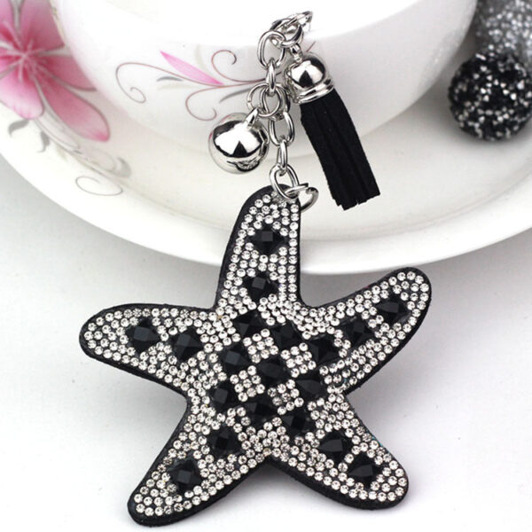 Wholesale Flannelette Glass Diamond Starfish Key Chain