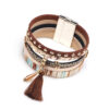 Wholesale Multilayer Tassel Leather Extra Wide Magnetic Closure Bacelet