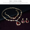 Wholesale Waterdrop Gem Alloy Gold Plated Four-Piece Set Earrings