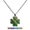 Wholesale Four Leaf Clover Petal Temperature Sensitive Color Changing Pendant Necklaces