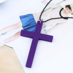 Purple cross + black bead chain