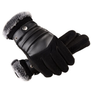 Wholesale Pigskin Men Cycling Warm Winter Thickened Plush Warm Gloves