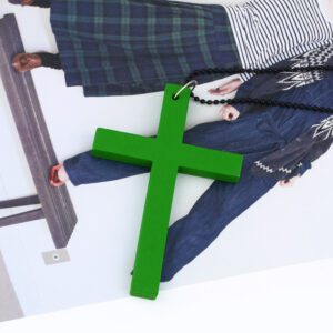 Green cross + black bead chain
