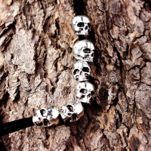 DIY Ancient Silver Skull Velvet Rope Black Tying Rope