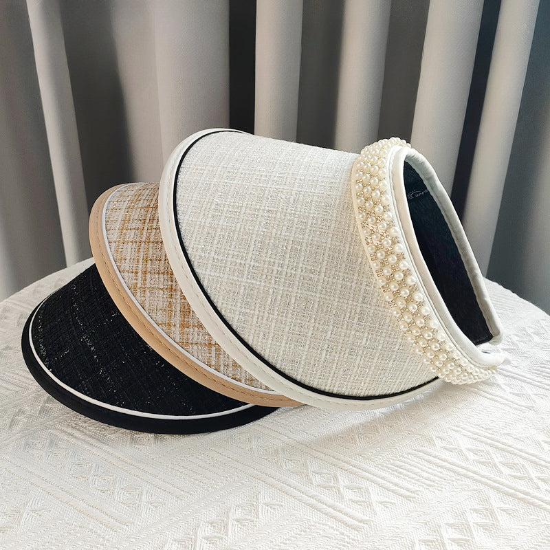 Wholesale Pearl Black Gum Big Eaves Hair Hoops lyester Sun Hat