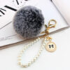 Wholesale Pearl Chain Plush 8cm Fur Ball Keychain