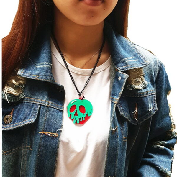 Wholesale Halloween Scary Rotten Apple Acrylic Necklace