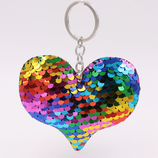 Wholesale Double Sided Reflective Sequin Love Keychain