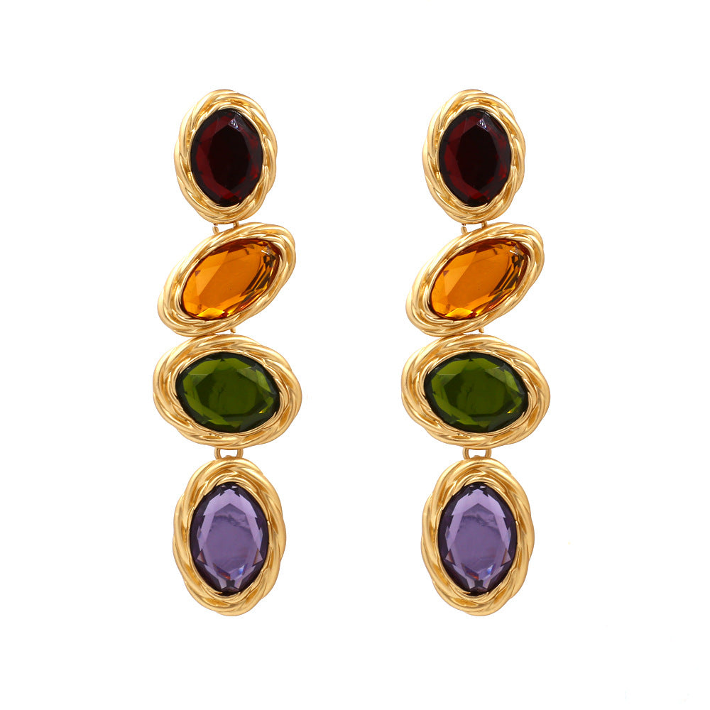 Wholesale Vintage Geometric Glass Crystal Earrings