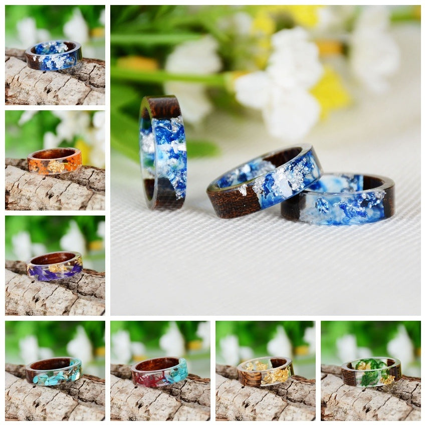Wholesale Forest Handmade ied Flowers Resin Rings